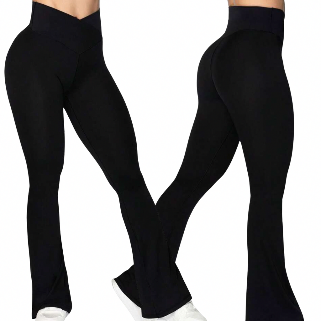 Pantalón bota campana cintura asimétrica