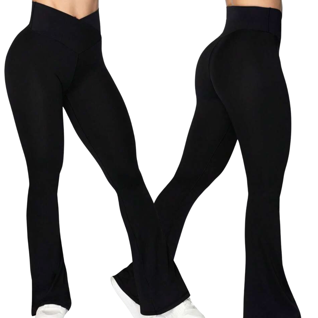 Pantalón bota campana cintura asimétrica