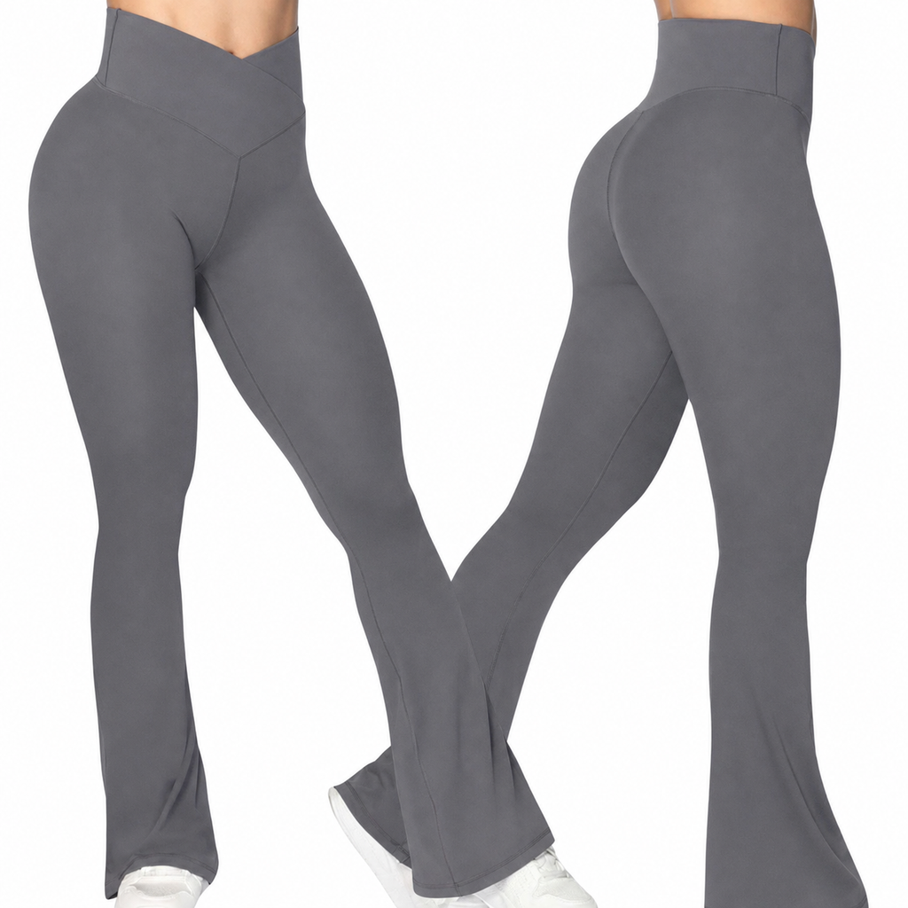 Pantalón bota campana cintura asimétrica