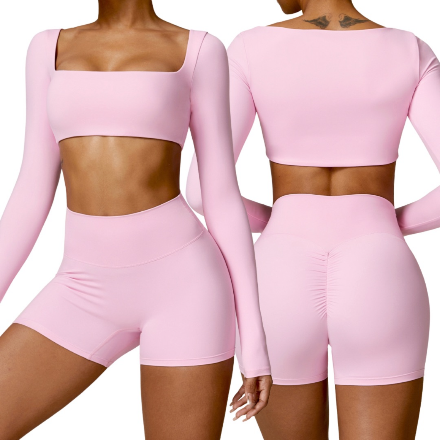 Set Top Long Sleeve + Short - Rosa