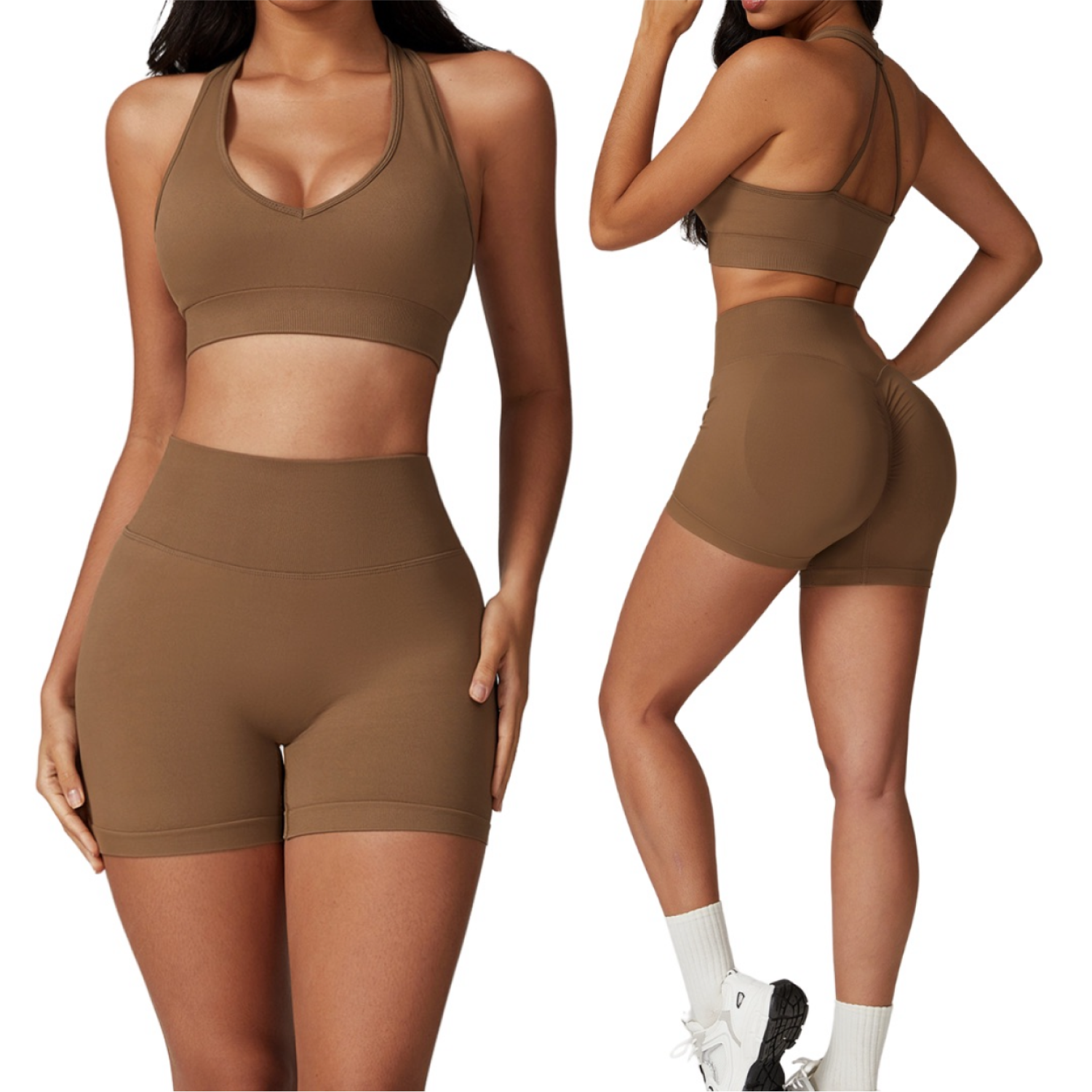 Set Seamless Top + Short - Camel