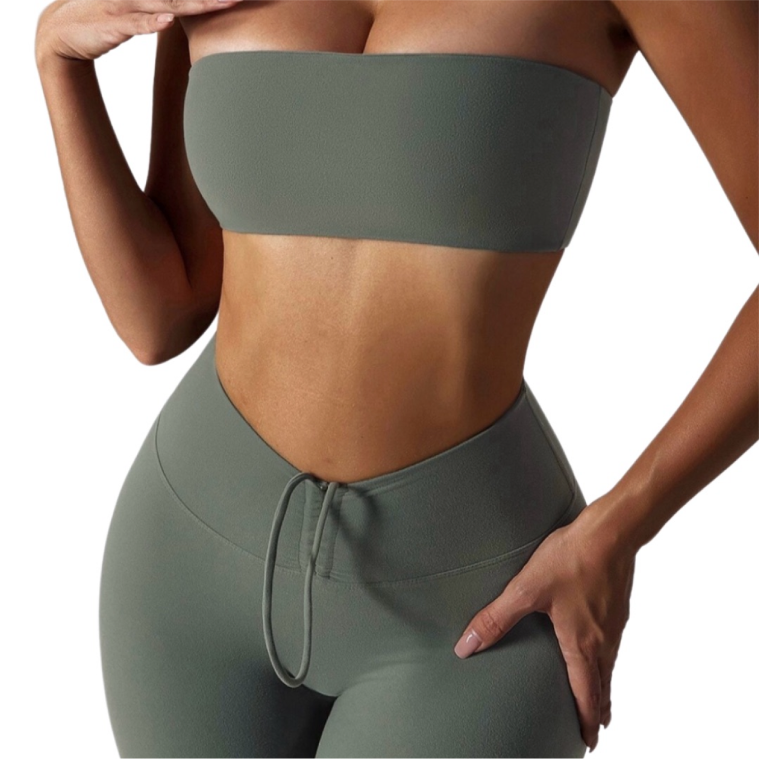 Set Verde Militar Strapless + Legging