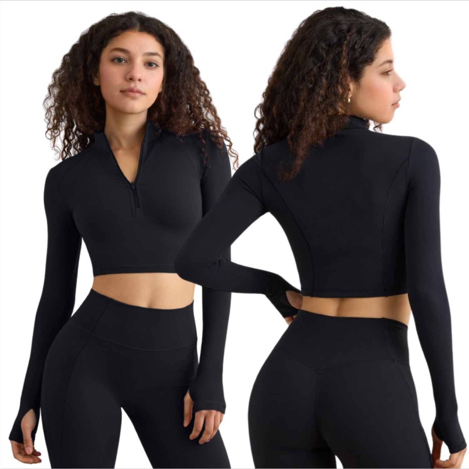 Set Sudadera Crop + Legging - Negro