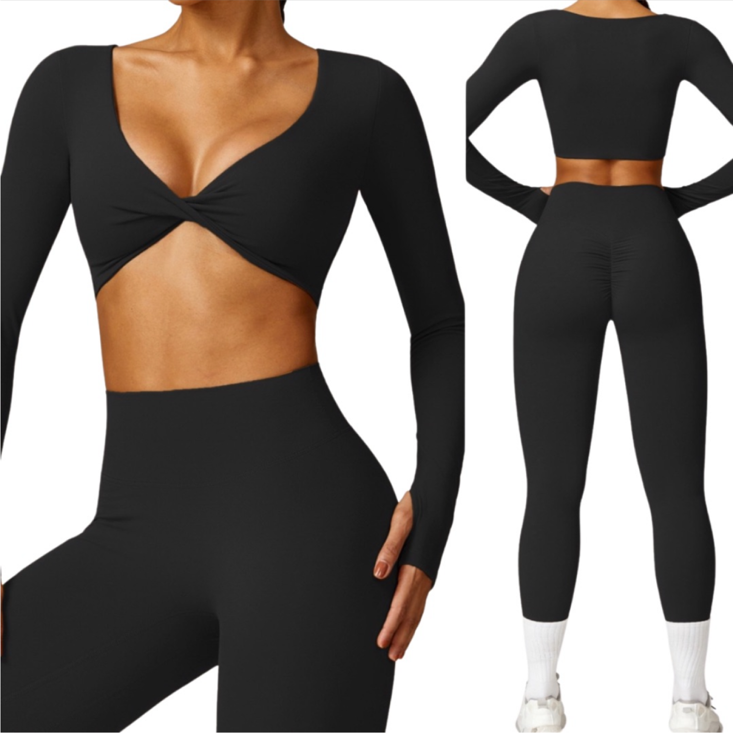 Set Top Manga Larga - Legging - Negro