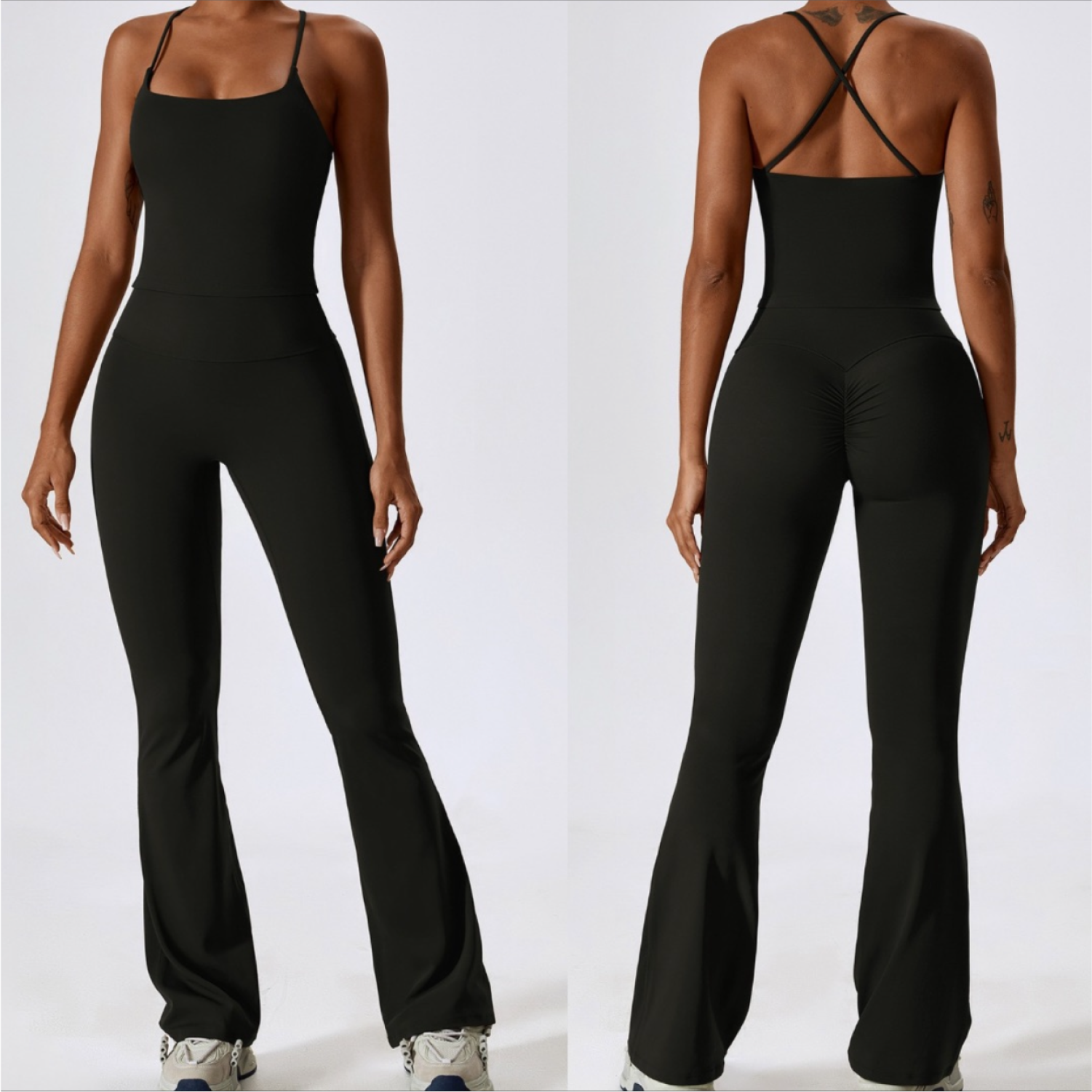 Set Top + Pant Bota Campana - Negro