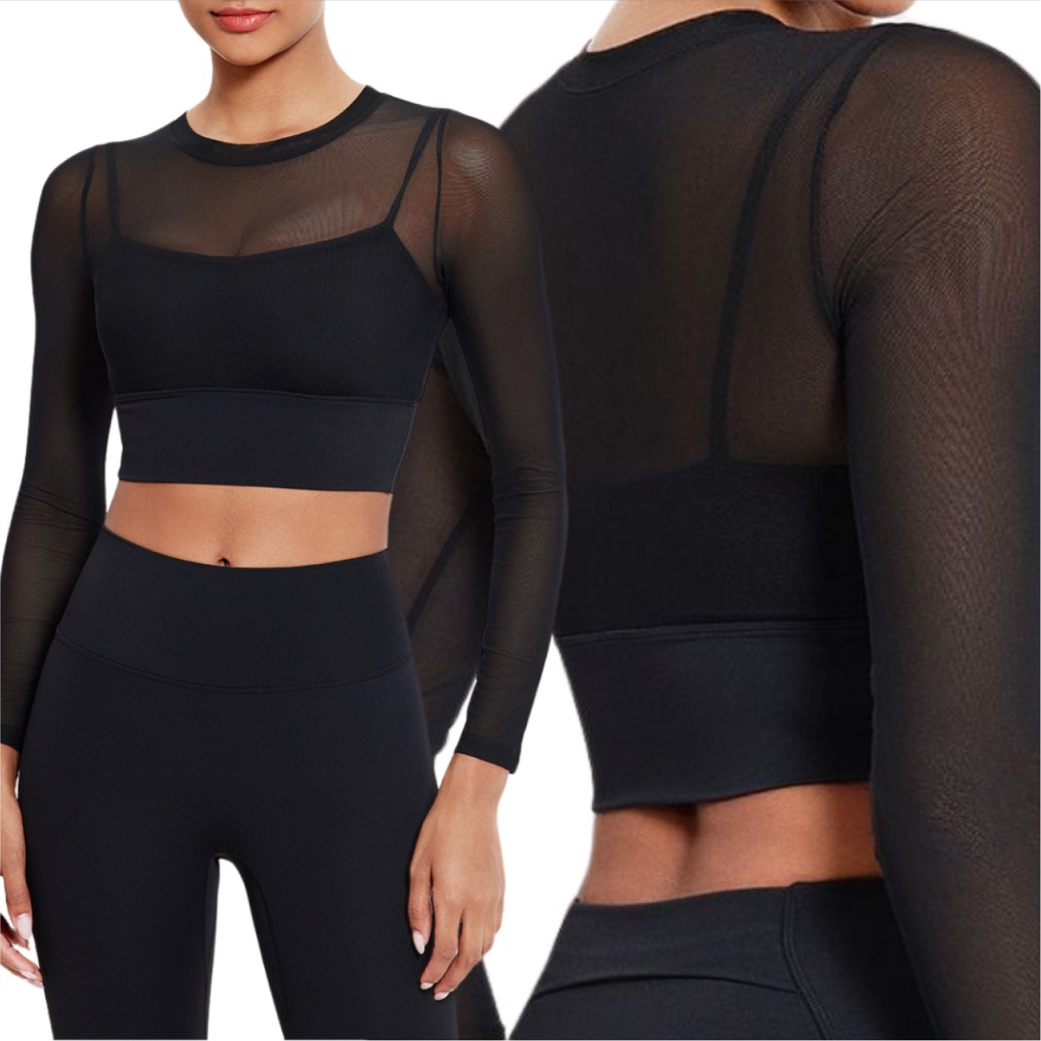 Set de transparencia Long Sleeve + Legging - Negro