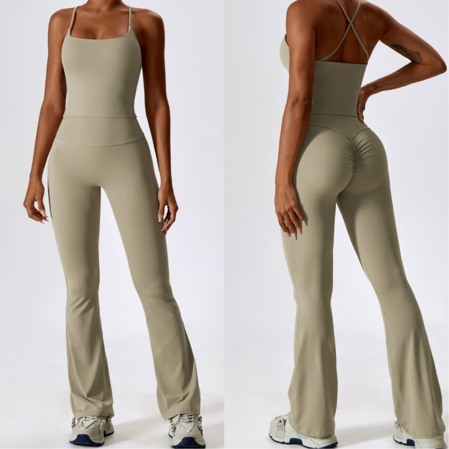 Set Top + Pant Bota Campana - Beige