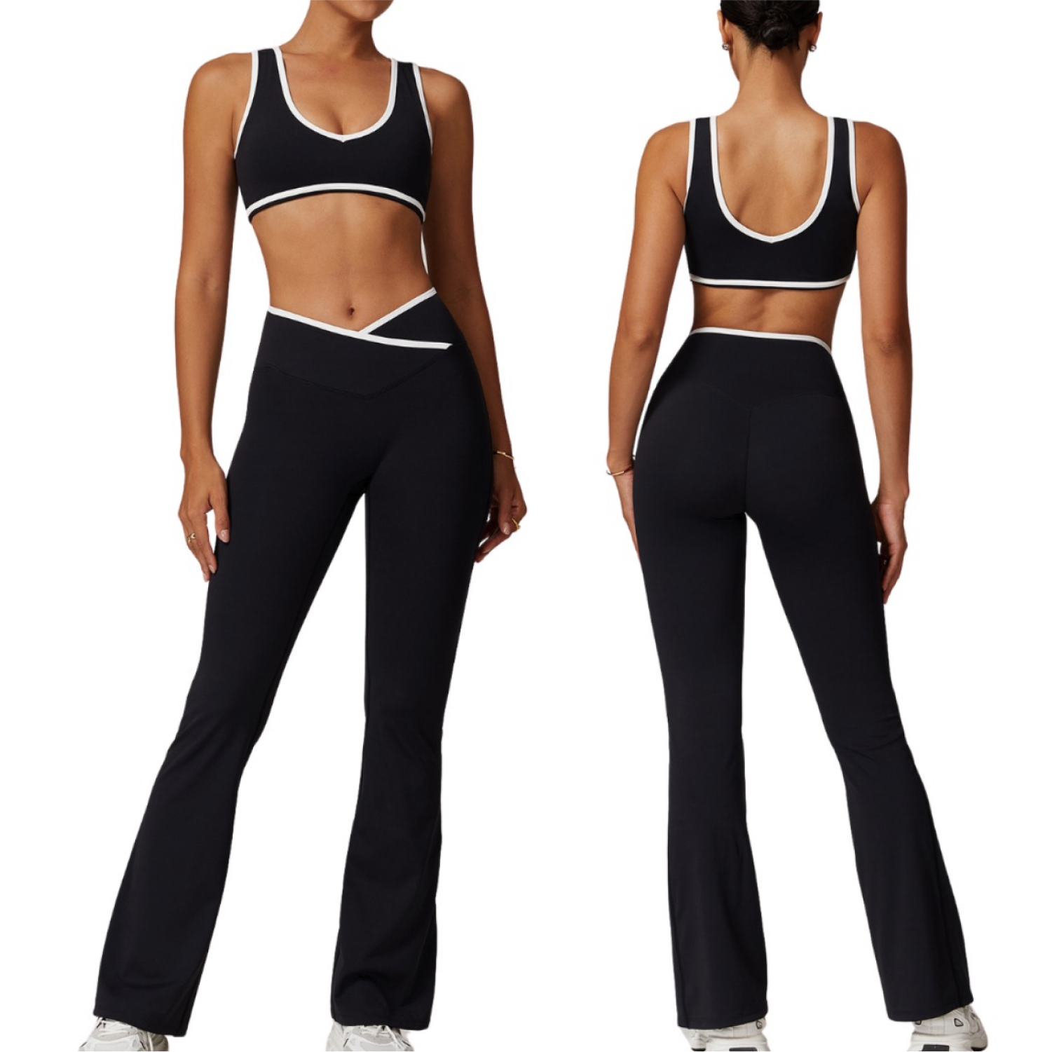 Set Negro con Lineas Blancas Bota Campana