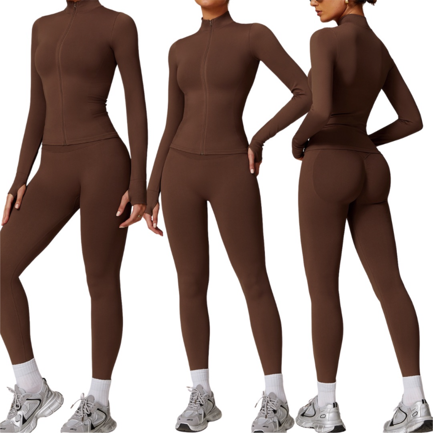 Set Marrón Chaqueta + Legging Seamless