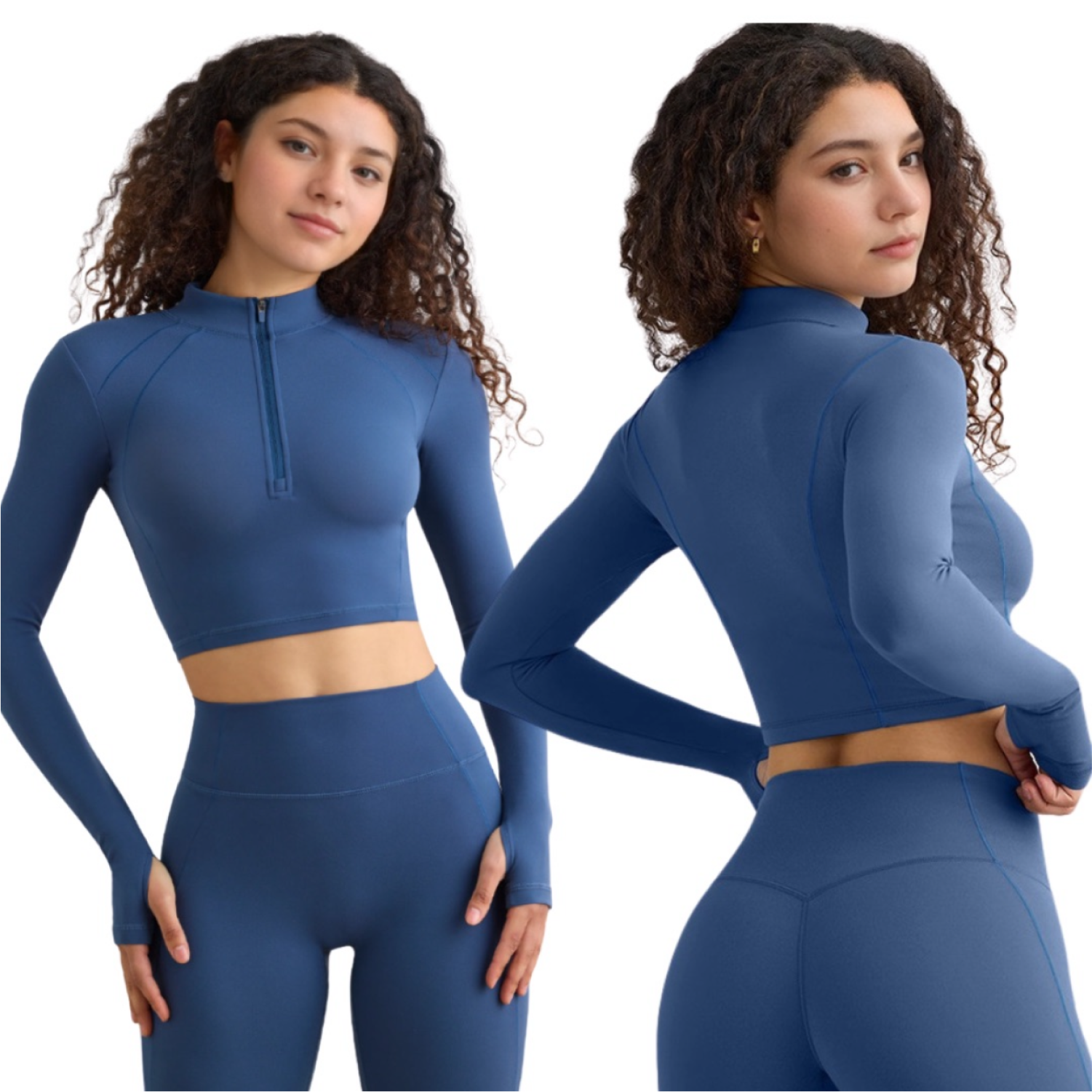 Set Sudadera Crop + Legging - Azul