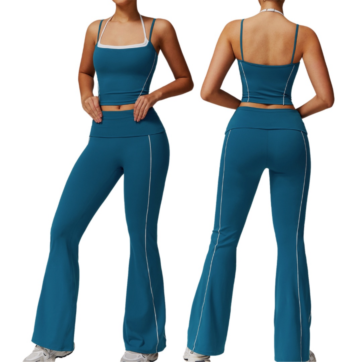 Set Sporty Top + Flare Pants - Azul
