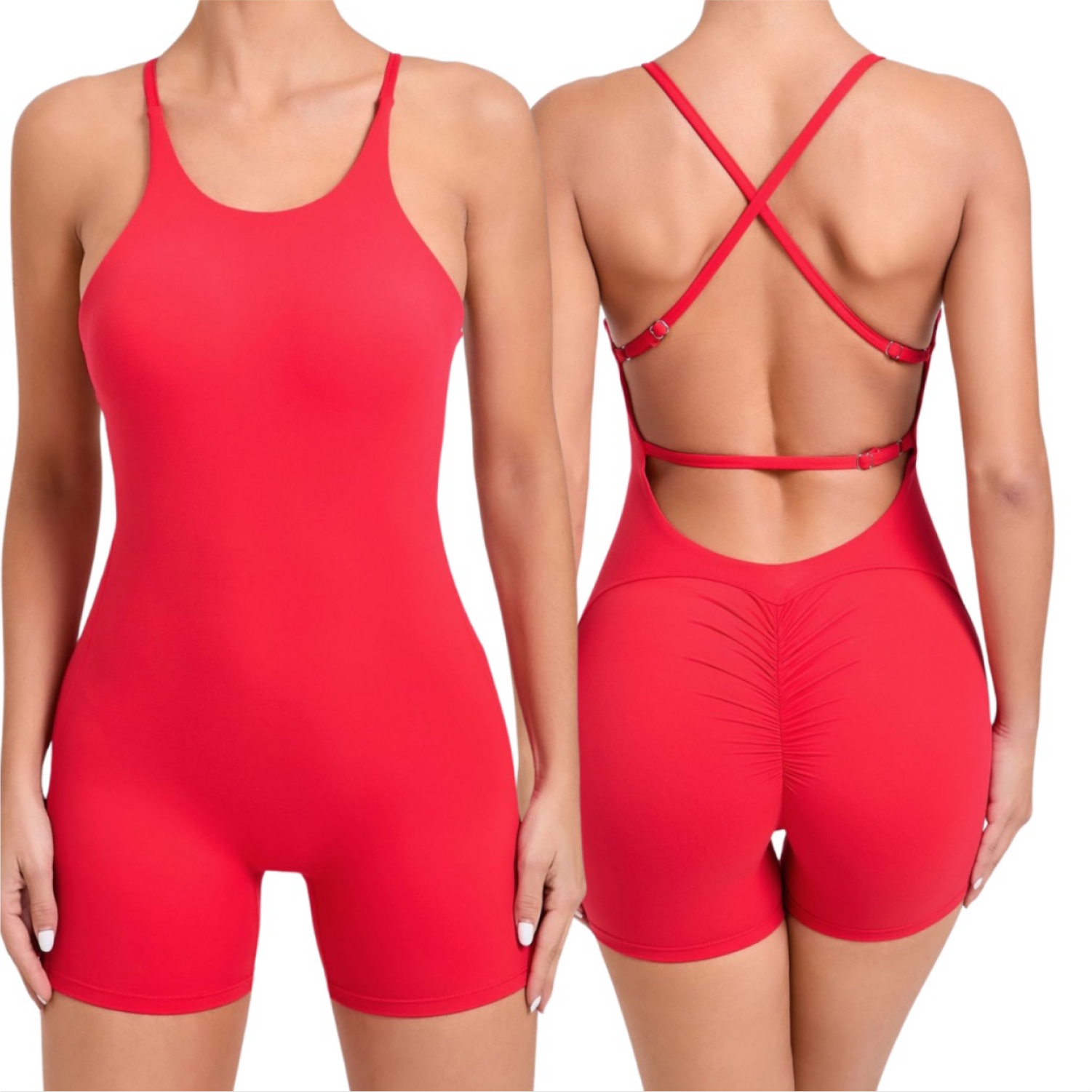 Enterizo Corto Escotado Rojo
