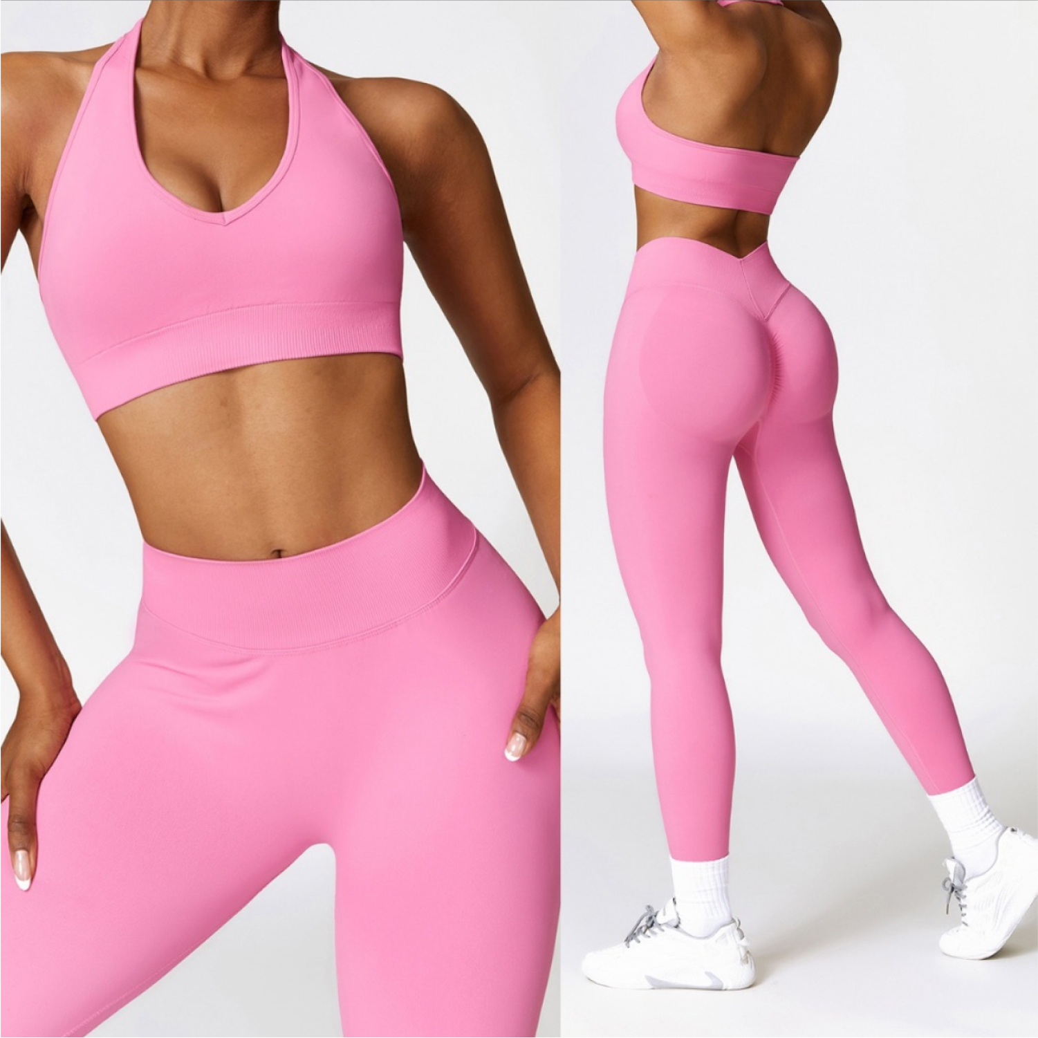 Set Seamless Top + Legging - Rosado