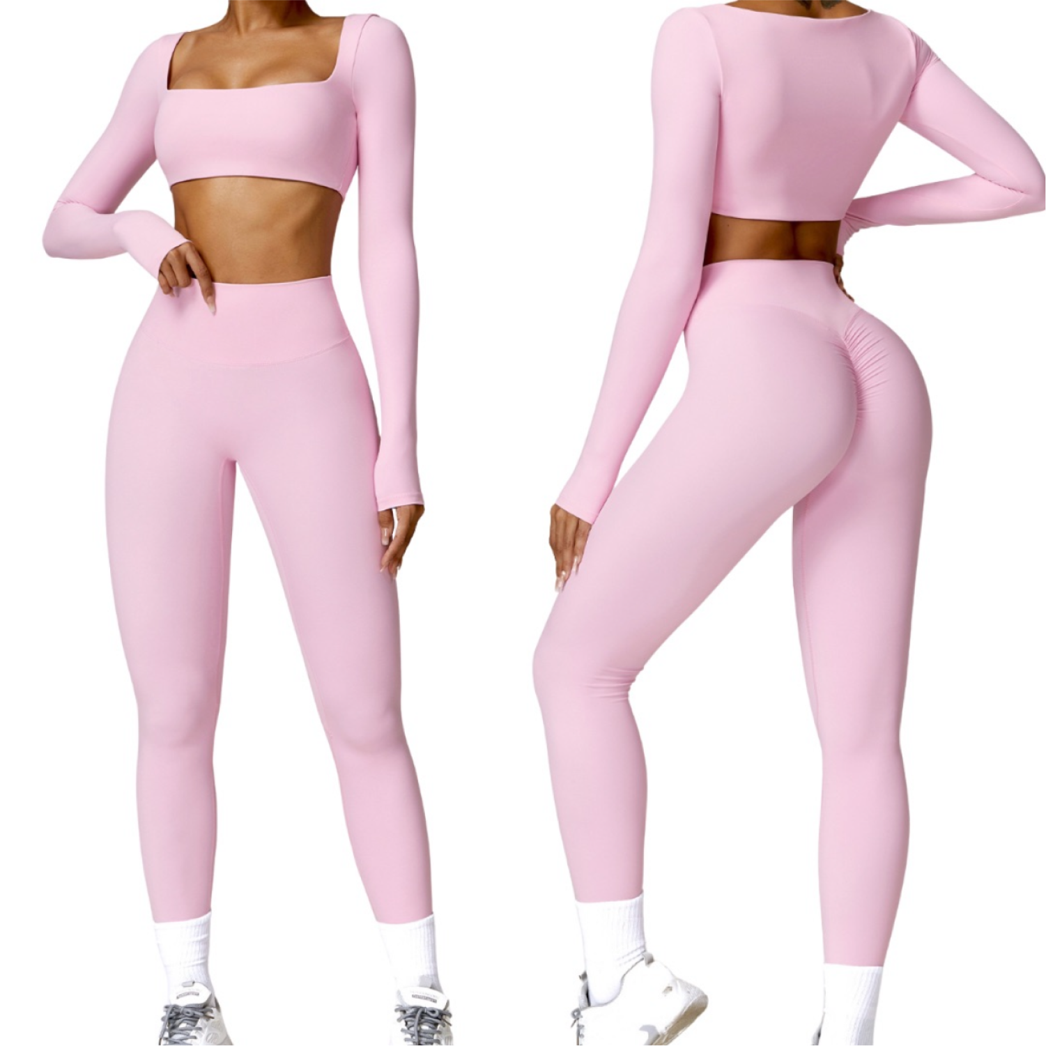 Set Top Long Sleeve + Legging - Rosa
