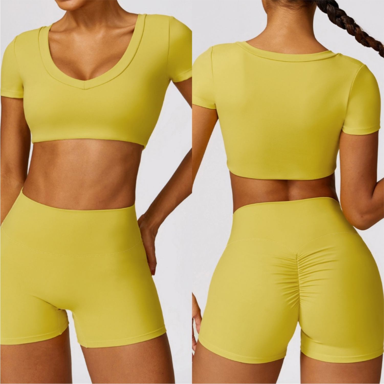 Set Top Manga Corta + Short - Amarillo